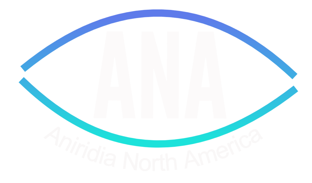 Eye shaped logo with ANA in the middle and "Aniridia North America" under the eye.